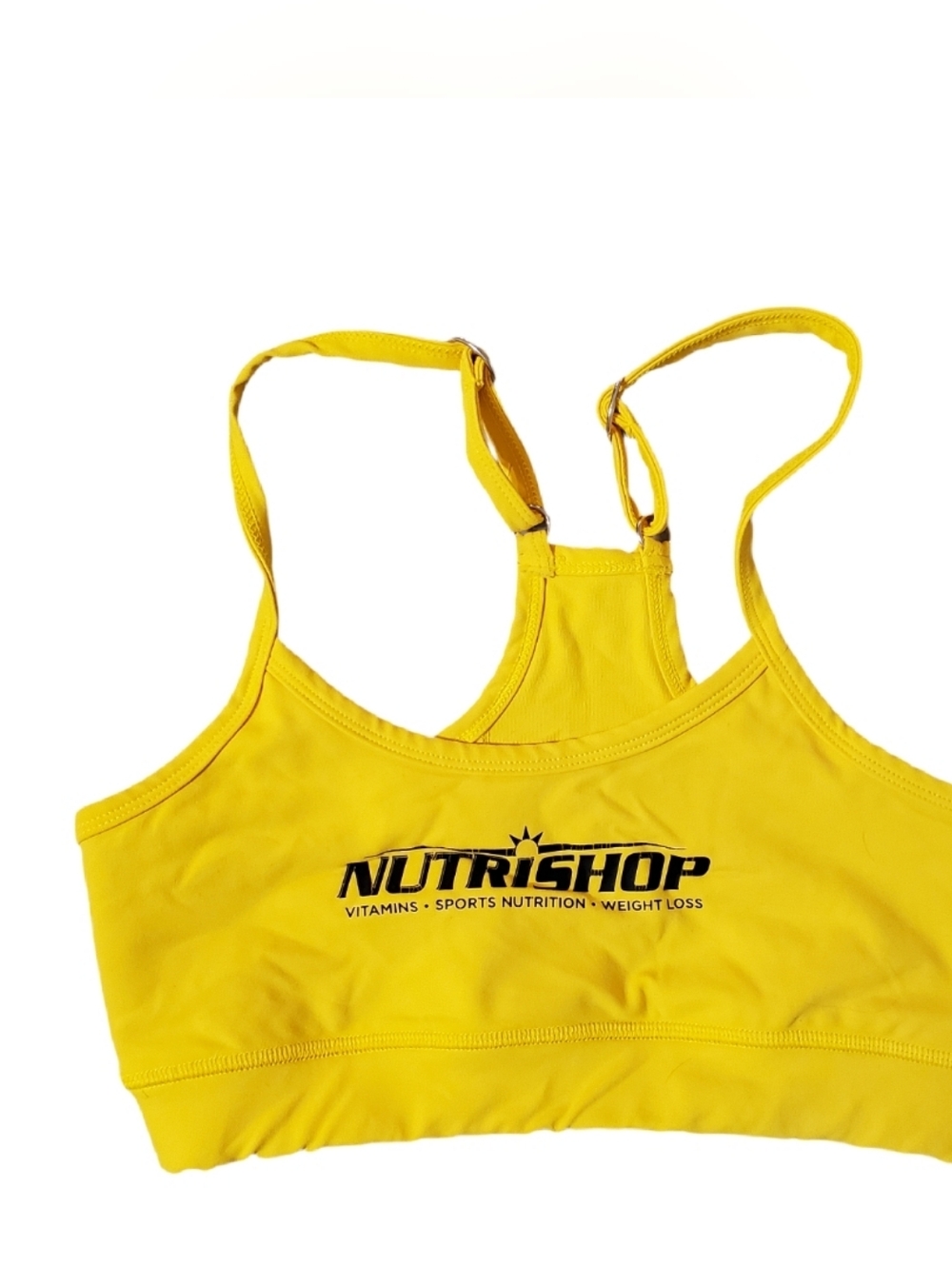 JFitness Wear Women's Yellow Adjudtable Straps‎ NutriShop Sports Bra Medium